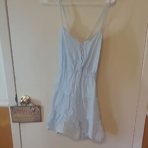 Blue Ruffled Sleeveless Mini Dress